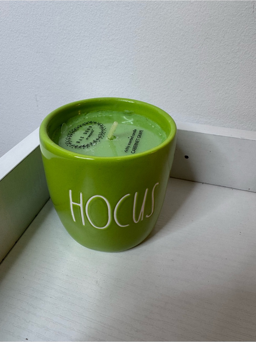 Rae Dunn HOCUS Lime Green Ceramic Candle